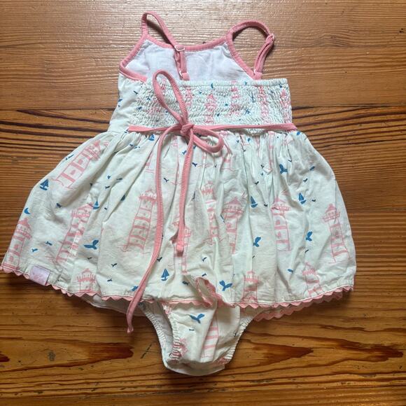 Sweet Honey white lighthouse nautical smocked toddler bubble SIZE 2T - Picture 6 of 6